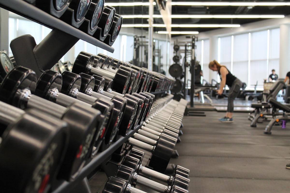 Premium gym floor with strength equipment